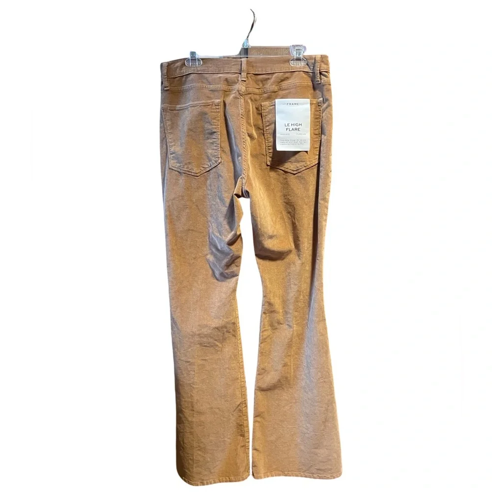 NEW FRAME Latte Tan Corduroy Le High-Rise Flare Leg Jeans Size 34 - Picture 8 of 13